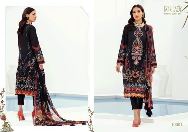 Fair Lady Farasha Lawn Satin Designer Embroidery Pakistani Salwar Collection